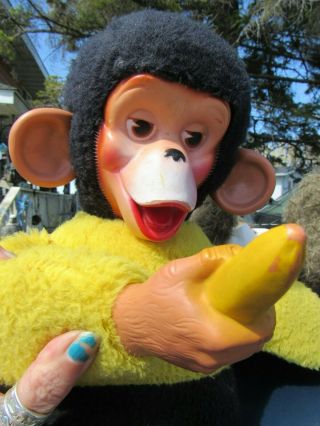 Vintage 20 " Rubber Face Happy Monkey Chimp Bear Doll Plush 1950s Rushton Gund