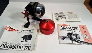 Vintage Garcia Abu - Matic 170 Fishing Reel with Manuals Spin Cast EUC 2