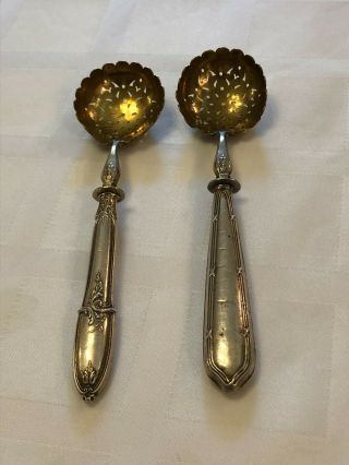 2 French Silver Sterling Gilt Tea Strainers