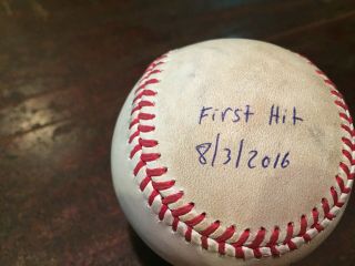 Gary Sanchez Signed autographed 2016 FIRST HIT Game BASEBALL 8/3/2016 RARE 3