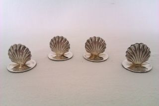 Rare Set Of 4 Modern Solid Silver Clam Shell Menu Holders G.  S.  C 1996
