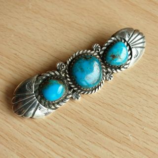 42 Old Rare Vintage Navajo Native American Sterling Silver & Turquoise Brooch