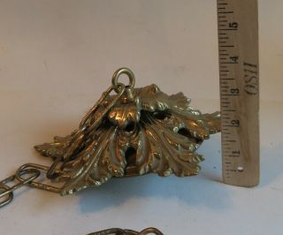 Vintage Brass Bronze French Ceiling Cap canopy lamp chandelier part Acanthus lea 4