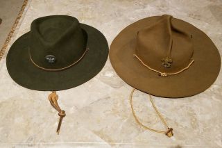 2 Vintage Boy Scouts Of America Bsa Scout Master Campaign Hats Size Large