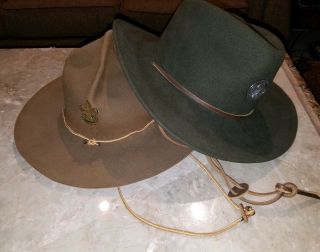 2 Vintage Boy Scouts of America BSA Scout Master Campaign Hats Size Large 2