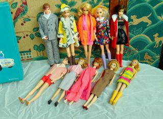 10 Vintage Barbie And Ken Dolls Plus Ken Case