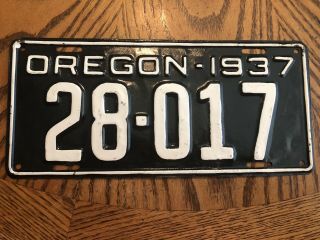 1937 Oregon License Plate Vintage Restored Repainted 28 017
