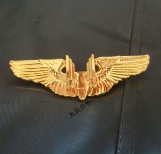 Wwii Us Army Air Force Sterling Full Size Gunners Pilot Badge Pin Fastener - 2240