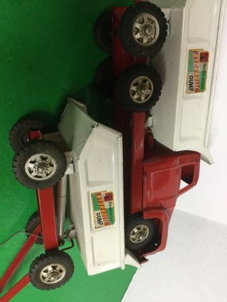VINTAGE PRESSED STEEL BUDDY L DOUBLE ACTION HYDRAULIC DUMP TRUCK TRAILER TANDEM 12