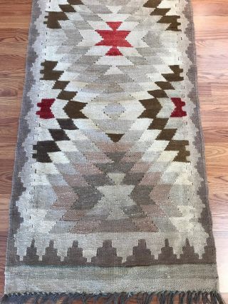 Vintage Tribal Veg dye Hand - Made Kilim Area Rug 2.  6x10 RUNNER— - 2
