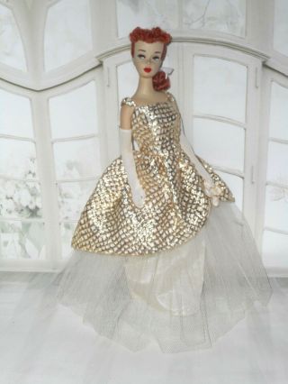 Vintage Barbie Clone Benefit Performance Style Gown Silvery Gold - Stunning