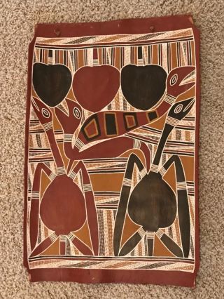 Vintage Yirrkala Mission Arnhem Aboriginal Bark Painting Birds