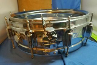 Rogers Big R Vintage 70 ' s Chrome Over Brass 5 X 14 Snare Drum FRAME ONLY - Wear 2
