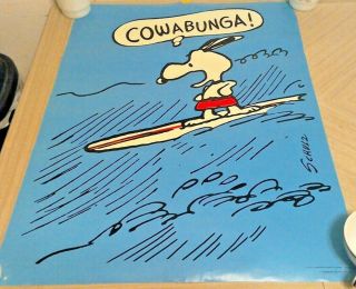 Snoopy COWABUNGA Vintage Surf Poster Springbok Peanuts 2