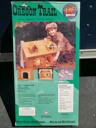 Dura - Craft " Oregon Trail " Cabin,  1 - 1/2 Story Wood Dollhouse Kit,  Nib Vintage