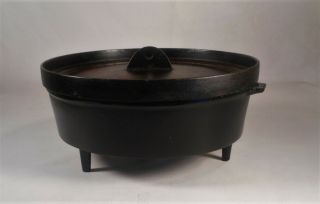 Vintage Cast Iron Dutch Oven Skillet Deep Fryer Pan 12 Footed W/lid Camp Fire