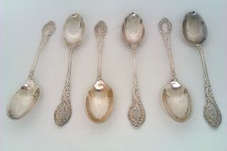 & Ornate Set Of 6 Ornate Boxed Solid Silver Tea Spoons Walker & Hall