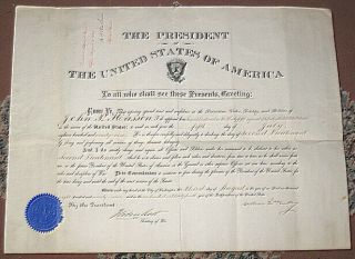 Antique 1899 U.  S.  Military Commission Document Signed By President Wm Mckinley