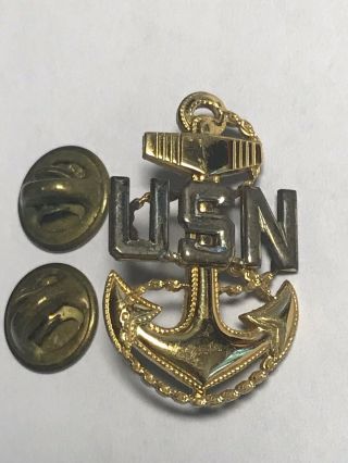 Vintage Usn 1/20 10k Gold Filled & Sterling Anchor Us Navy Badge? Pin Brooch