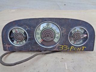 1934 Pontiac Gauge Cluster Speedometer Gm W/ Capillary Tube Vintage