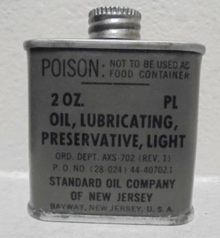 1944 Us Military Rifle Oil 2oz Standard Oil Company Of Jersey Gas Oil