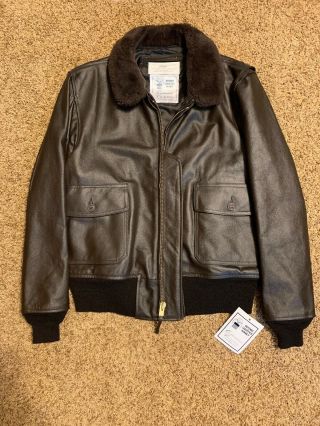 Flyers Intermediate Jacket Type G - 1 Size 44r Rare Leather And Sheep Skin Usn