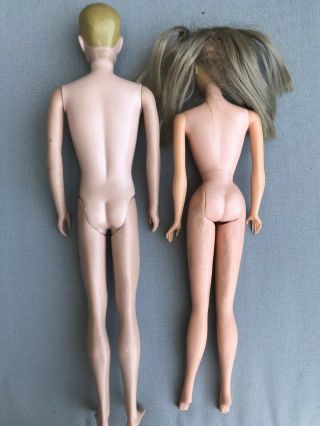 Vintage Barbie And Ken Dolls With Carrying Case And Clothing 4