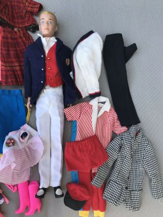 Vintage Barbie And Ken Dolls With Carrying Case And Clothing 8