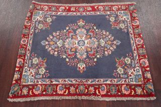 Top Deal 3x3 Square Vintage Floral Navy Blue Persian Oriental Area Rug Hand Made