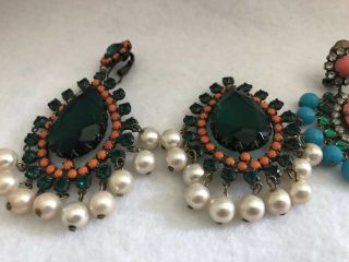 2 Pair Vintage KJL Kenneth J Lane Rhinestone Bead Earrings For Repair Harvest 4