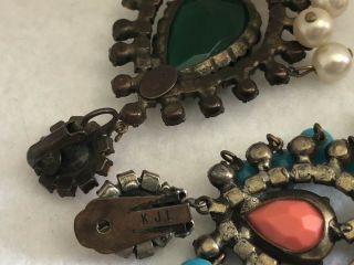 2 Pair Vintage KJL Kenneth J Lane Rhinestone Bead Earrings For Repair Harvest 6