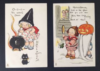 Vintage Tuck Halloween Postcards (2) Uns.  Drayton/weiderseim - Sweet Children