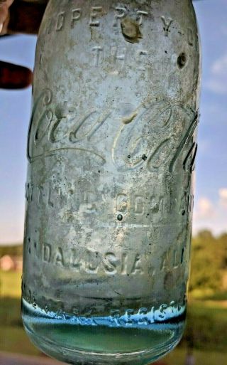Vintage Andalusia,  Alabama Straight Sided Coca Cola Ring Neck Soda Bottle - Slug 3