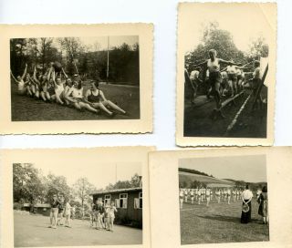 4 X Photo Ww2 German R.  A.  D.  Women Group During Sports Wwii 851