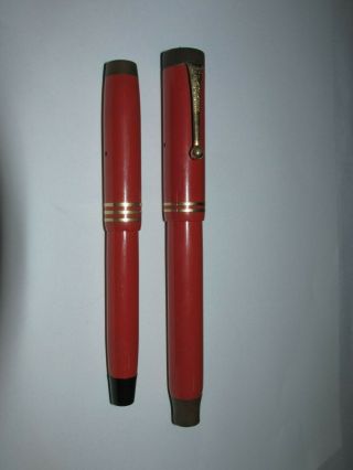 Vintage Parker Duofold Fountain Pen & Lady Duofold Fountain Pen Set,  Orange/gold