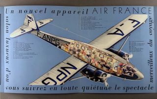 AIR FRANCE PULLMAN POTEZ 62 CUTAWAY VINTAGE AIRLINE BROCHURE 1936 2