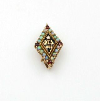 Antique 10k Gold Opal And Garnet Phi Gamma Delta Fraternity Pin No Res 5830 - 5