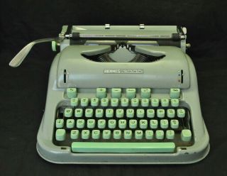 Vtg Hermes 3000 Green Portable Typewriter - Needs Cleaning