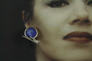 Linda Hesh ' s Blue Moon sterling & Mother of Pearl earrings - Artist Made & 3