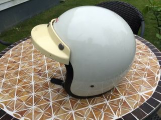 Vintage Bell R - T Motorcycle Helmet White Size 7 1/8 Dot Bobber Dated 1977