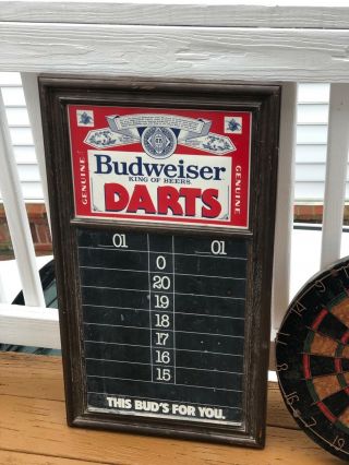 vintage Budweiser and Pub Master Dart Board set sign man cave Darts.  Score board 5