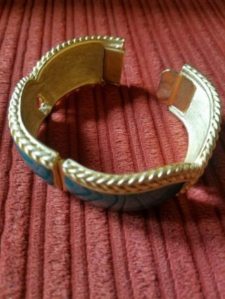 Rare Vintage Monet Teal Enamel & Gold Tone Parure - Necklace Bracelet & Earrings 7