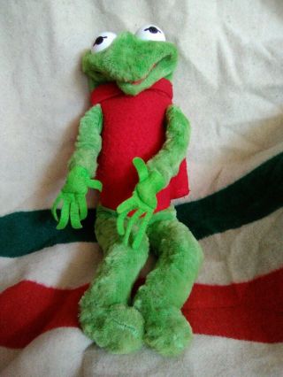 Vintage 1966 Kermit Muppet Hand Puppet By Ideal Created By Jim Hensen Rare