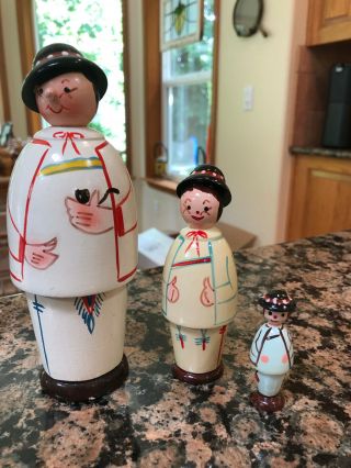 Vintage Polish Peasant Family Nesting Dolls,  Complete Set Of 3