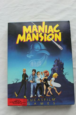Maniac Mansion Apple Ii Lucasfilm Vintage Computer Game Rare Lust Big Box