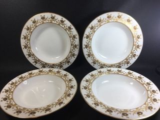 5 Piece Tiffany & Co Brownfield ' s China Bowl Set White & Gold Antique 5G 5