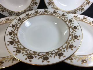 5 Piece Tiffany & Co Brownfield ' s China Bowl Set White & Gold Antique 5G 6