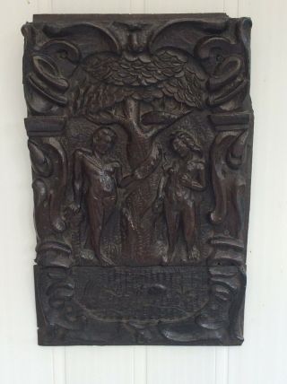 Rare 17th Century Carved Panel With Tree Of Life