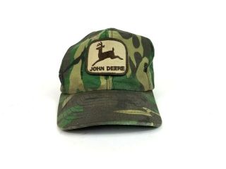 Vintage John Deere Camo Snapback Trucker Hat Cap 70s 80s Louisville Usa Patch