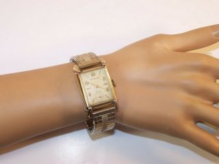 Vintage Wittnauer 17 Jewel 73 Revue 10k Gf & S/s Art Deco Watch W/gf Top Band